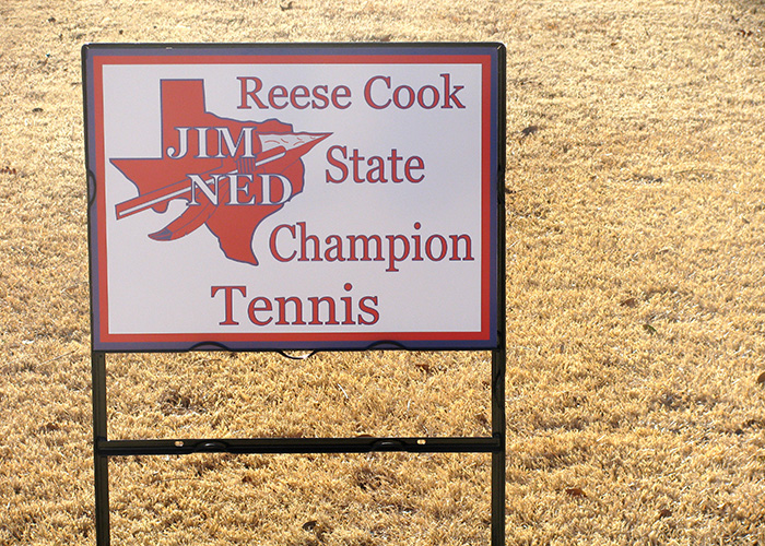 Reese Cook State Champion Tennis Jim Ned - Yard Sign